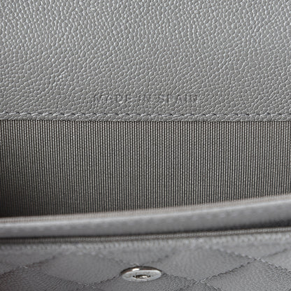 Chanel Caviar Quilted Boy Flap Card Holder Grey 6 of 7