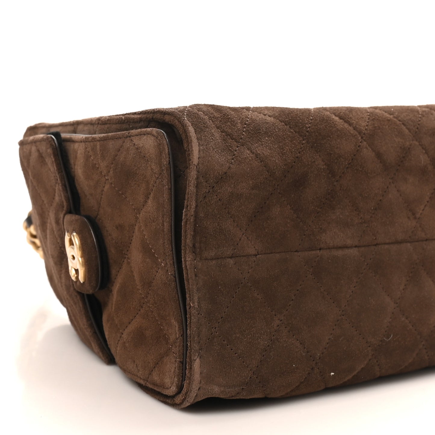 Suede Quilted Small Chanel 25 Handbag Dark Brown