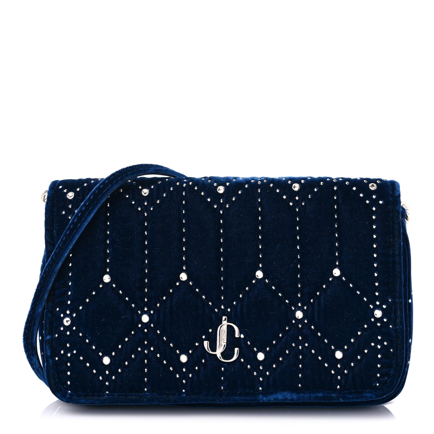 Jimmy Choo Velvet Crystal JC Shoulder Bag Blue 1 of 12