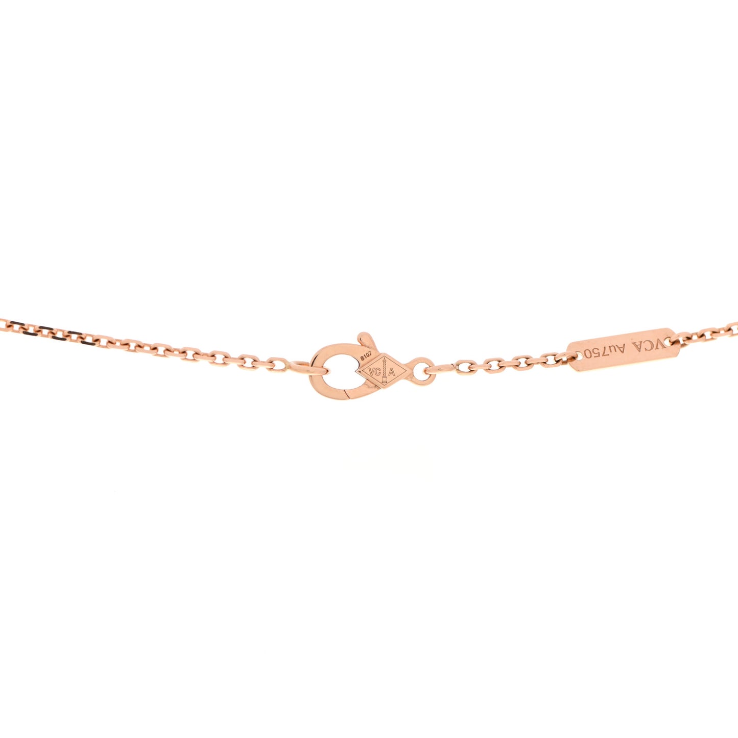18K Rose Gold Diamond Rhodonite Vintage Alhambra Pendant Necklace