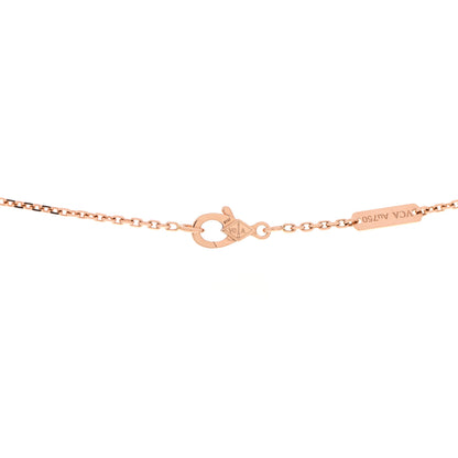 Van Cleef & Arpels 18K Rose Gold Diamond Rhodonite Vintage Alhambra Pendant Necklace 4 of 7