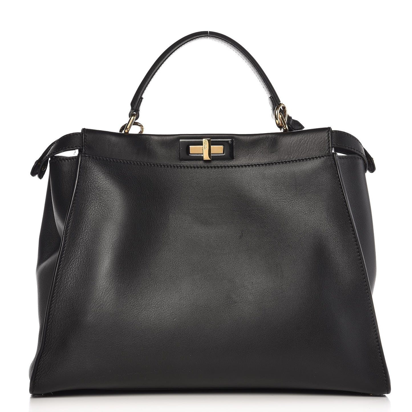 Vitello Seta Shiny Nappa Large Peekaboo Iconic Satchel Black