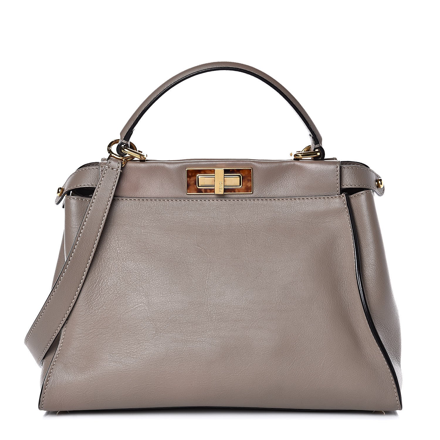 Fendi Vitello Seta Plexiglass Tortoise Medium Peekaboo Iconic Satchel Tortora 1 of 10