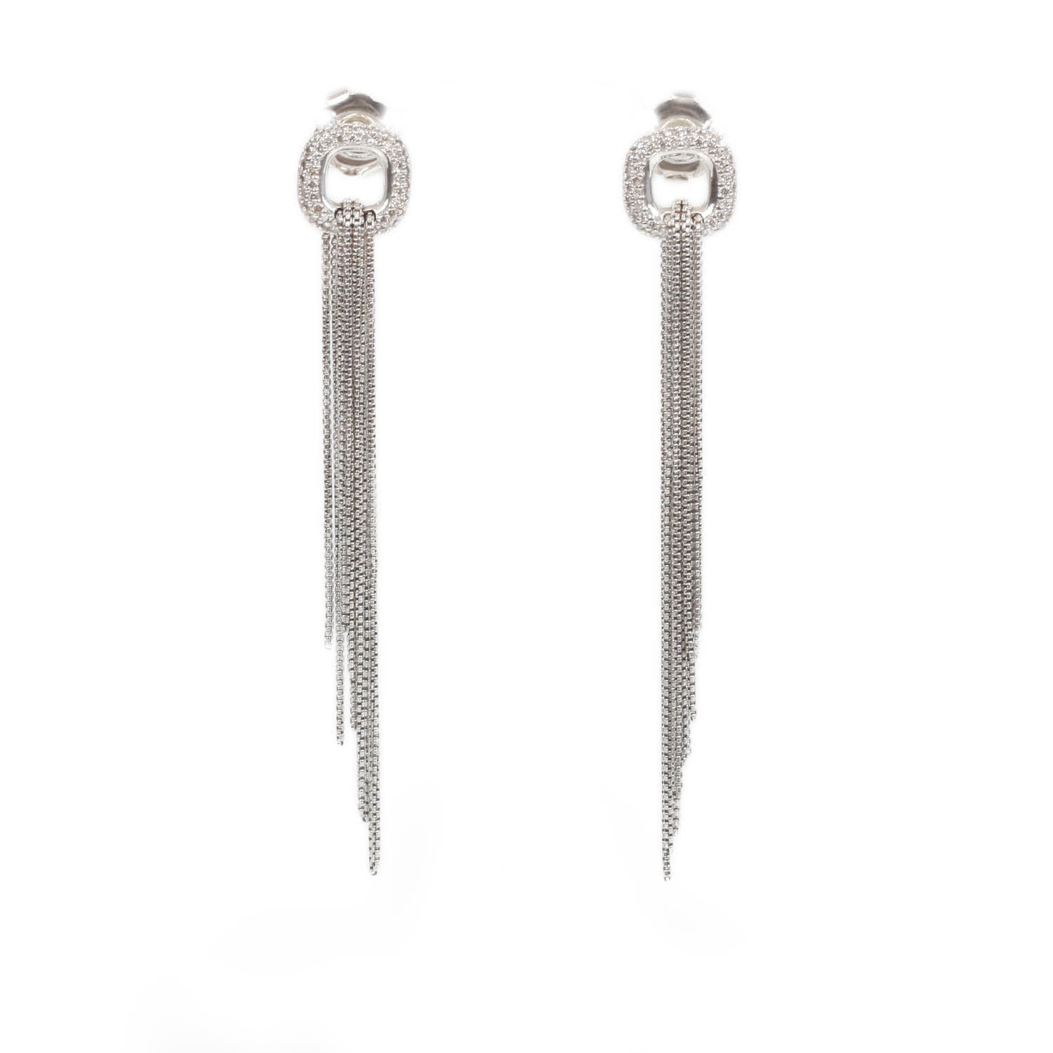David Yurman Sterling Silver Pave Diamond Waterfall Drop Earrings 1 of 5