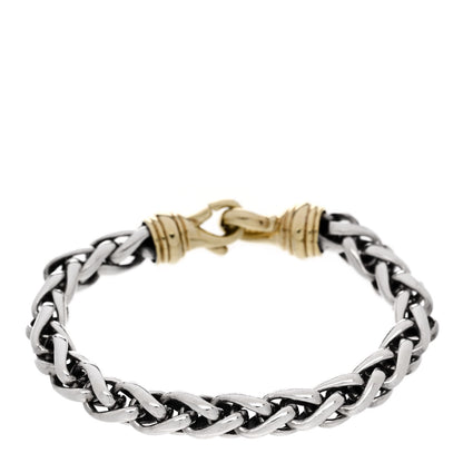David Yurman Sterling Silver 14K Yellow Gold 8mm Wheat Chain Bracelet 2 of 3