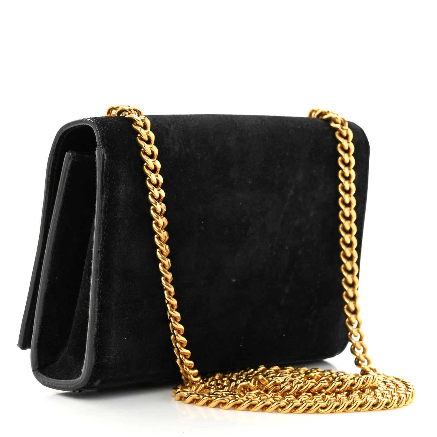 Suede Small Classic Monogram Kate Tassel Satchel Black