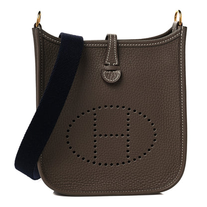 Hermes Taurillon Clemence Amazone Evelyne TPM Etoupe Bleu Indigo 1 of 10