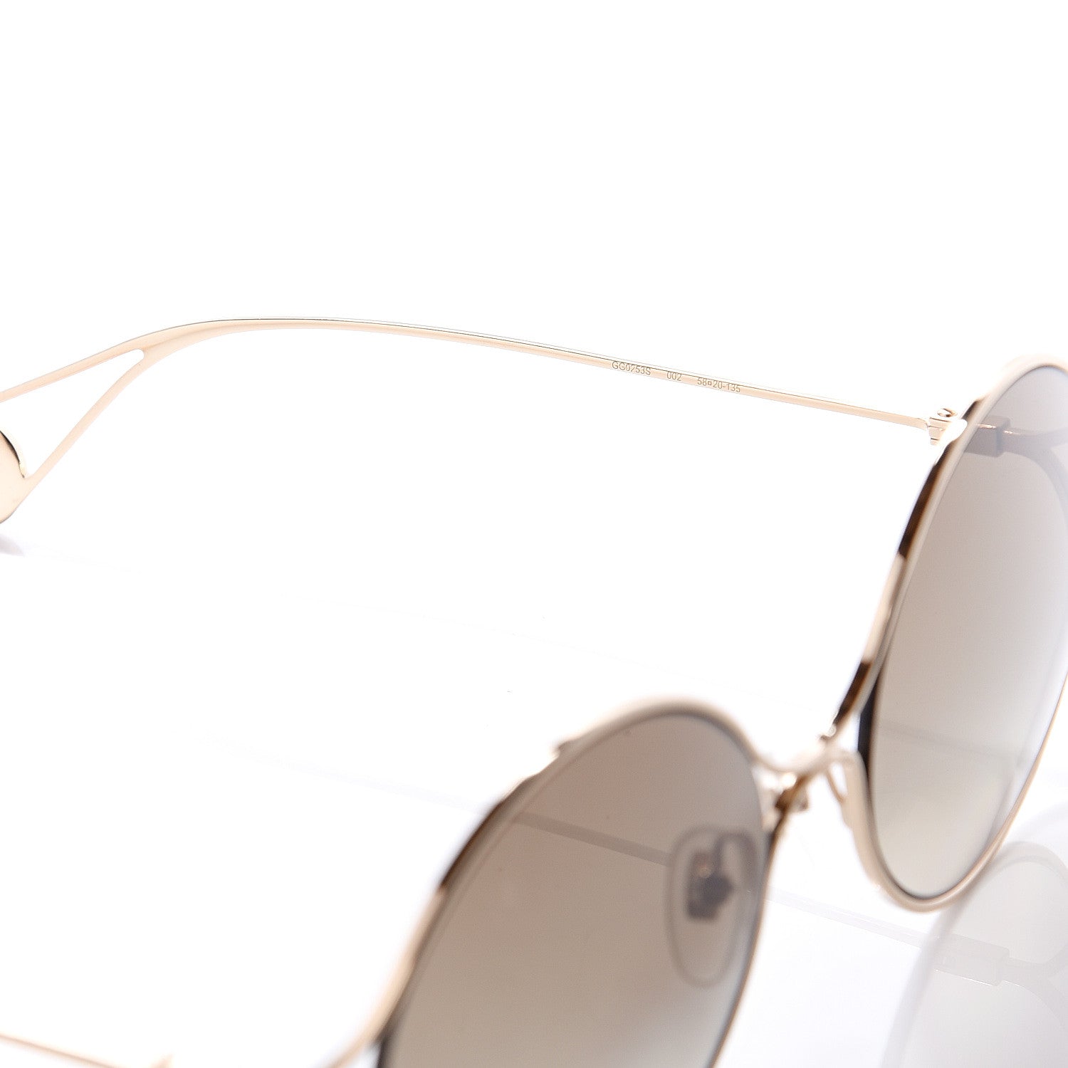 Gucci Round Pearl Tip Sunglasses GG0253S Gold 6 of 8