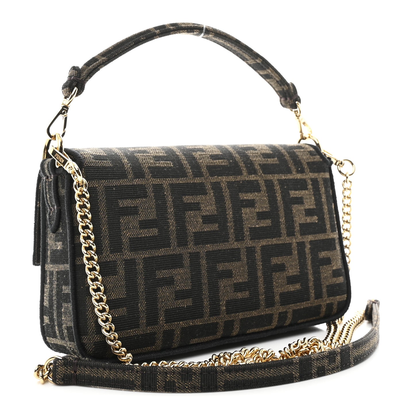 Fabric Jacquard FF 1974 Mini Baguette Tobacco Moro Black