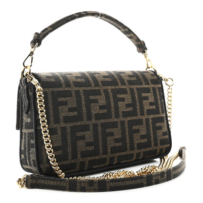 Fendi Fabric Jacquard FF 1974 Mini Baguette Tobacco Moro Black 3 of 10
