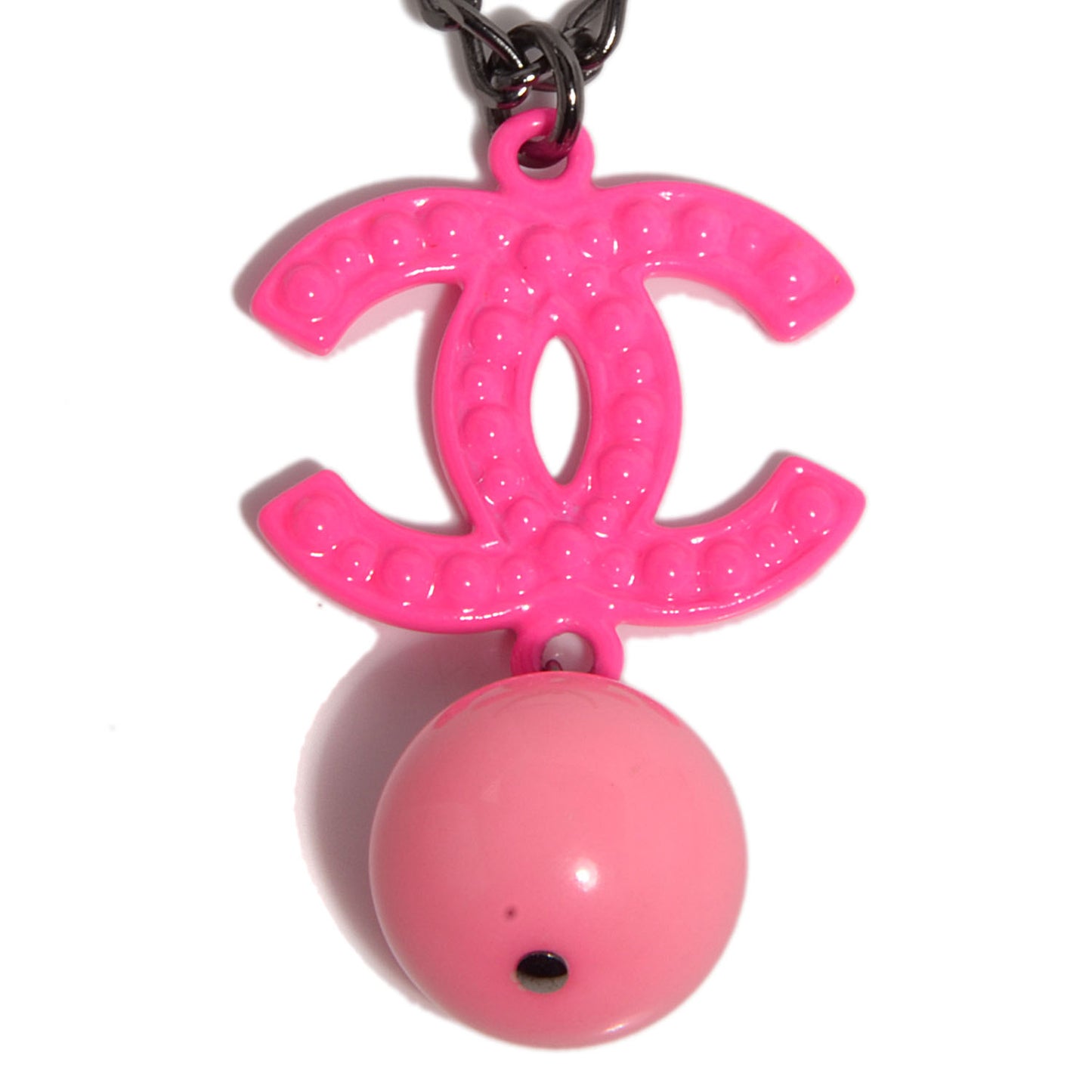CC Bead Pendant Necklace Ruthenium Pink