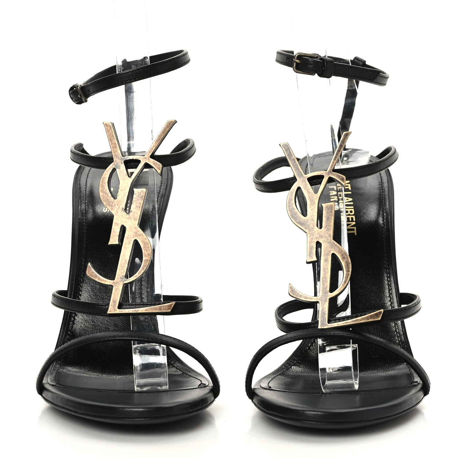 Saint Laurent Calfskin Cassandra 110 Sandals 38.5 Black 2 of 7