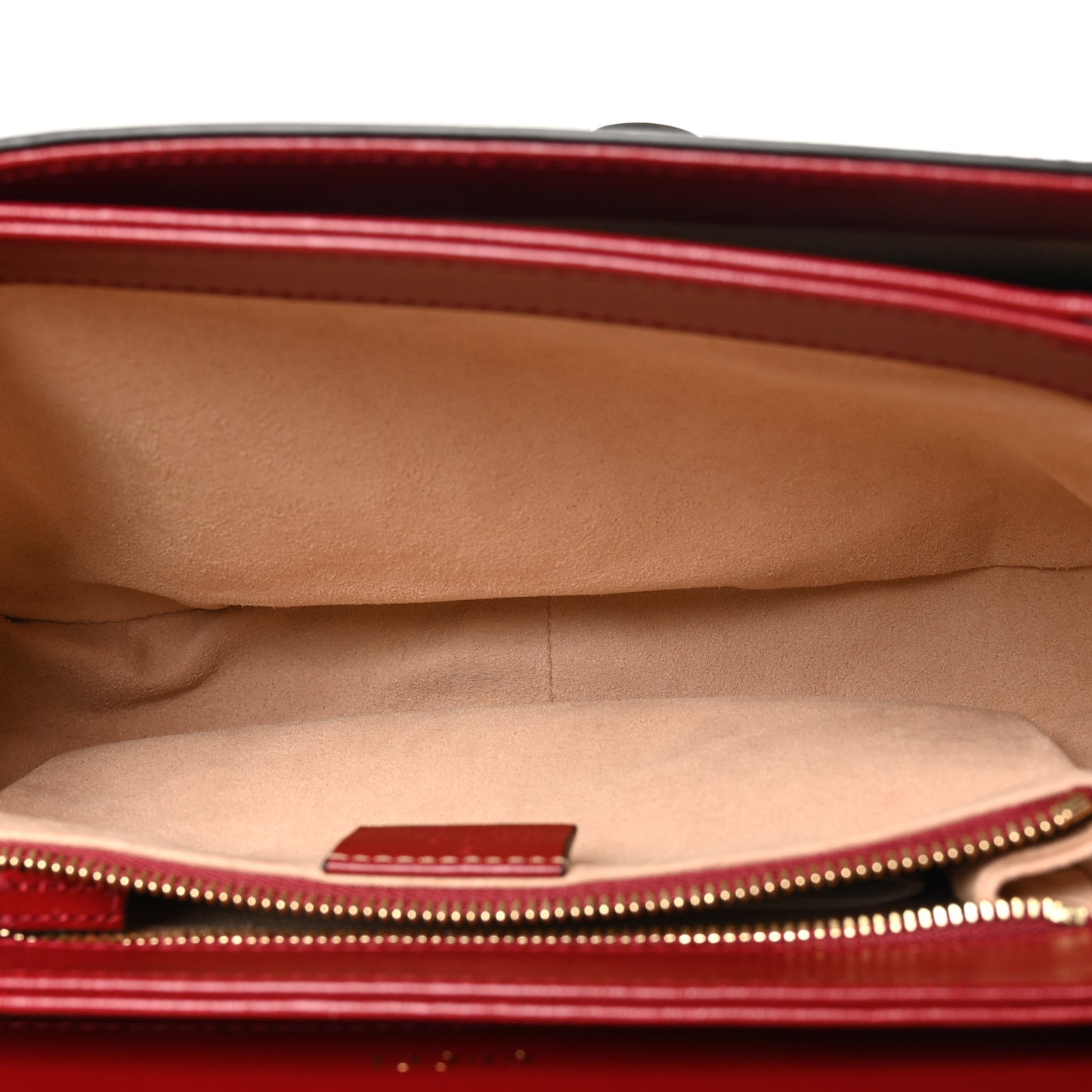 GG Supreme Monogram Azalea Calfskin Horsebit 1955 Shoulder Bag Beige Ebony New Cherry Red