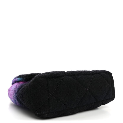 Chanel Wool Tweed Quilted Large Chanel 19 Flap Purple Black Blue 4 of 10