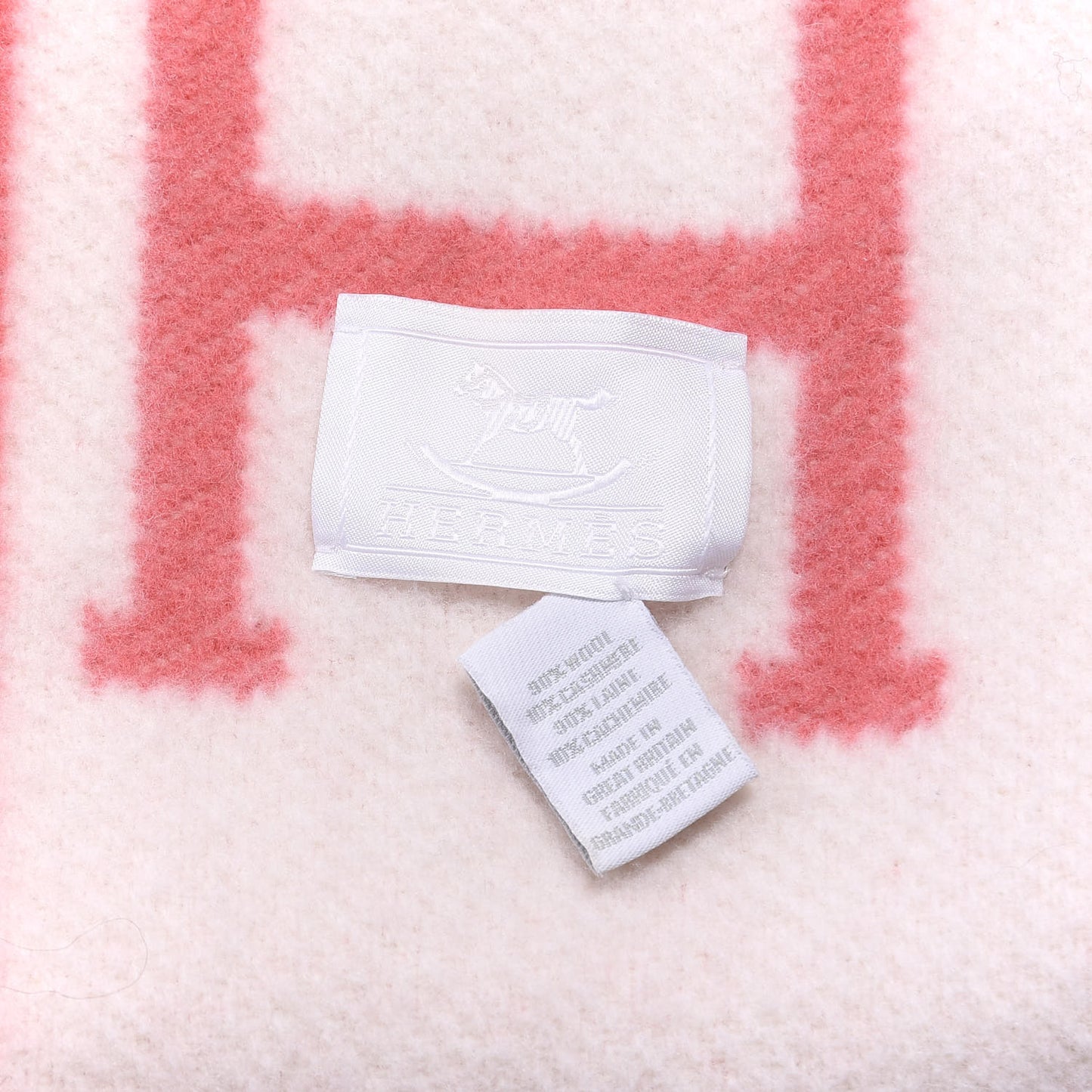 Wool Cashmere Avalon Baby Blanket Rose Airelle White