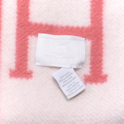 Hermes Wool Cashmere Avalon Baby Blanket Rose Airelle White 4 of 4