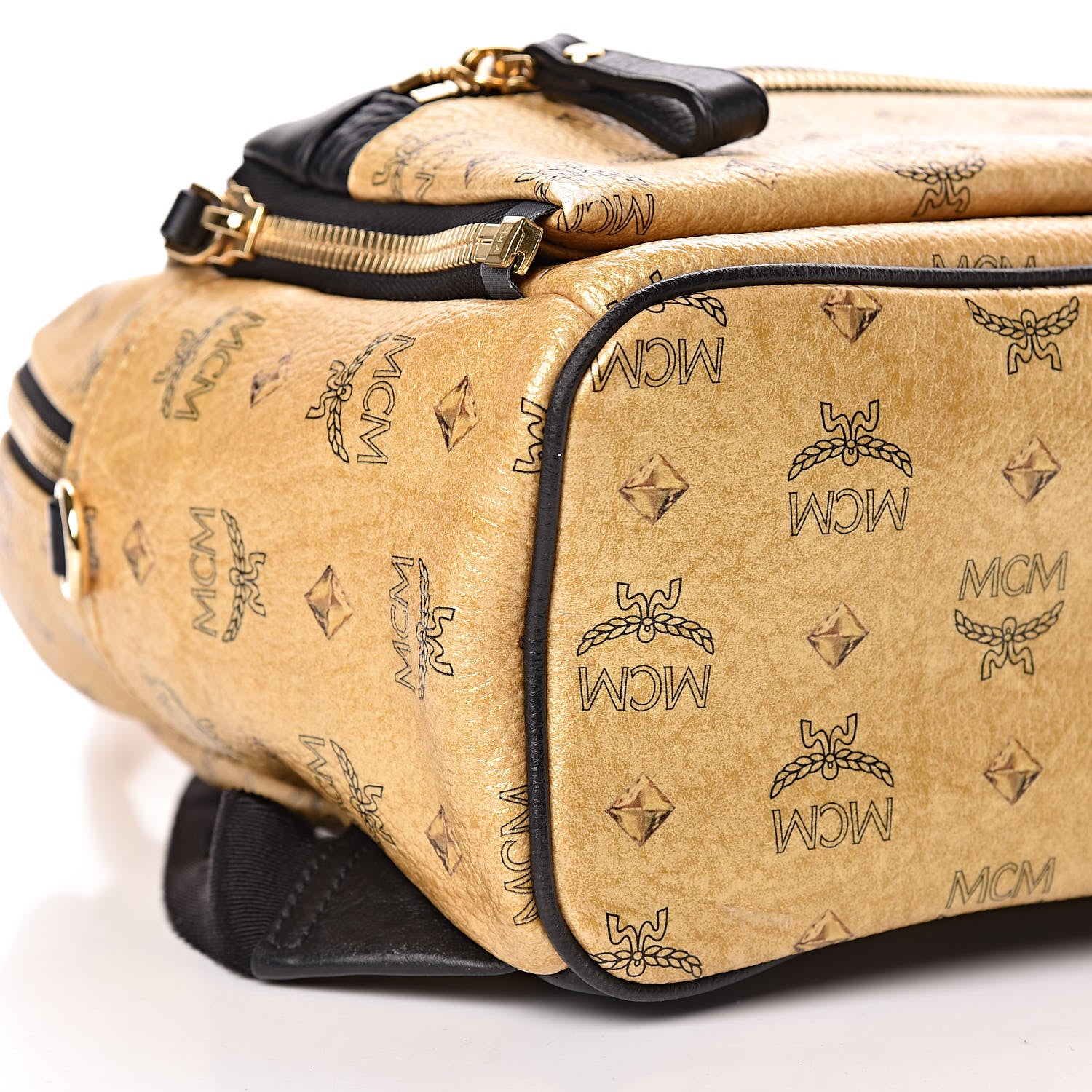 MCM Metallic Visetos Studded Small Dual Stark Backpack Gold 8 of 12
