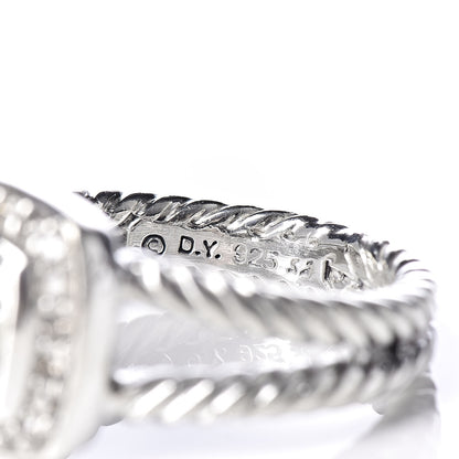 David Yurman Sterling Silver Diamond Prasiolite 7mm Petite Albion Ring 50 5.5 5 of 5