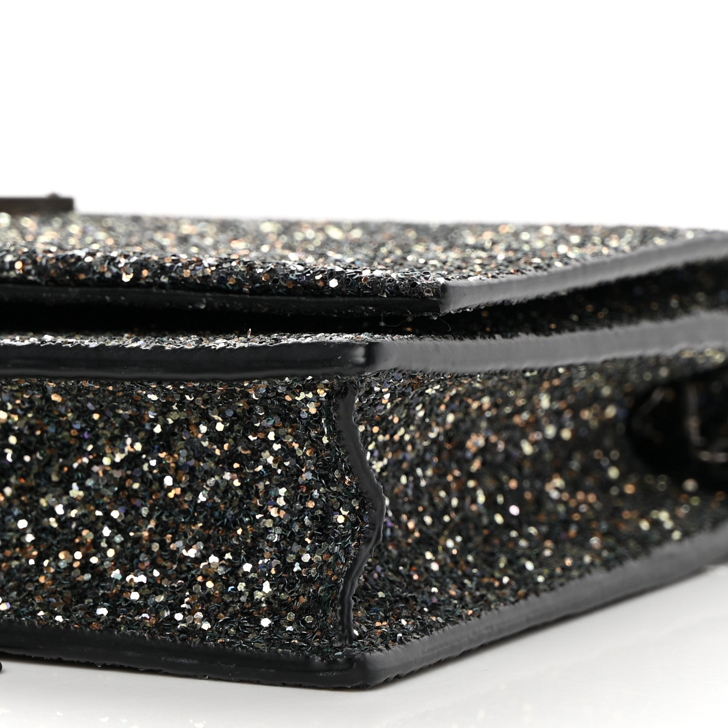 Saint Laurent Metallic Glitter Classic Monogram Kate Tassel Chain Wallet Gun Metal Black 10 of 13
