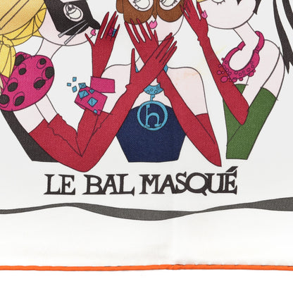 Hermes Silk Le Bal Masque Scarf 70 Orange White Multicolor 2 of 5