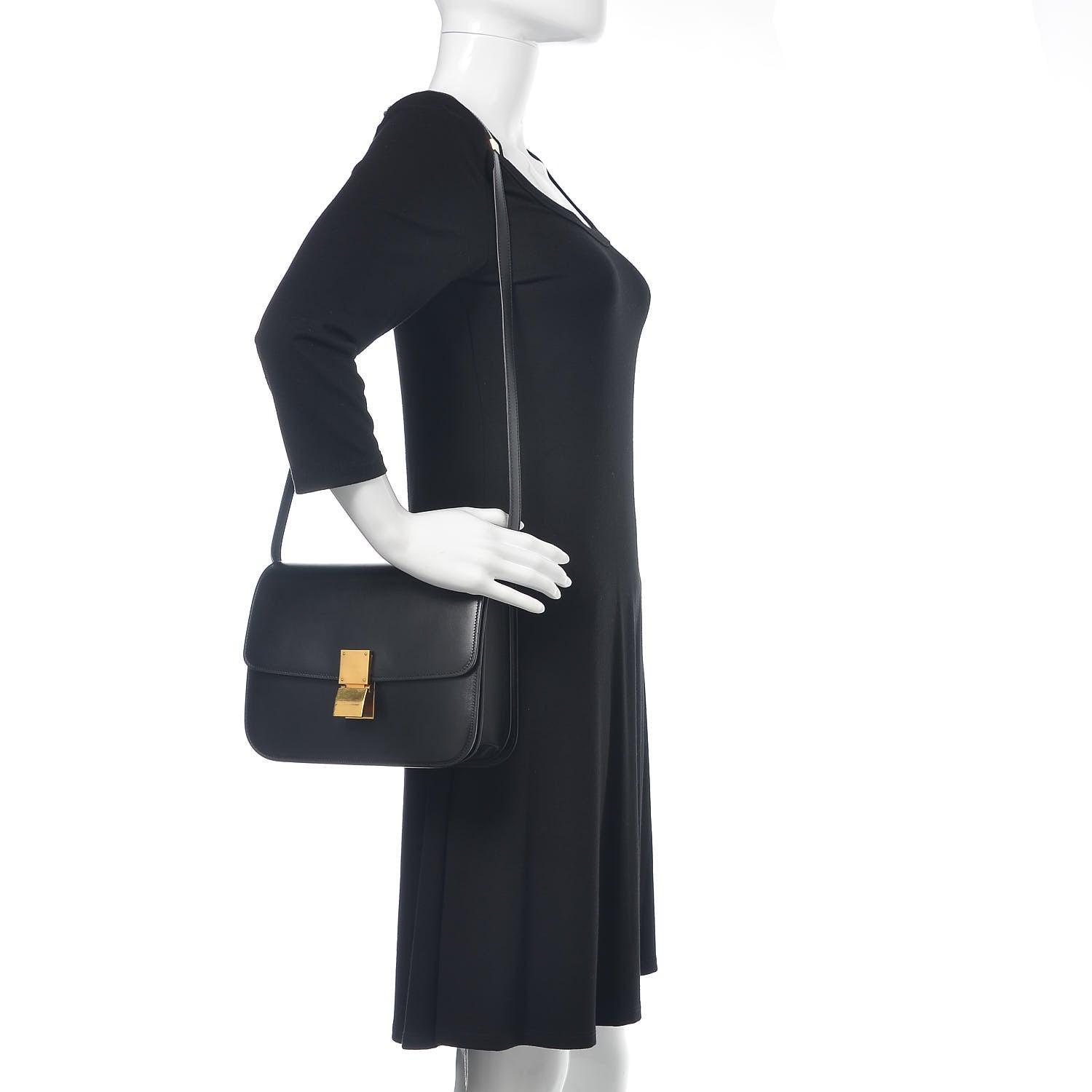 Celine Box Calfskin Medium Classic Box Flap Bag Black 2 of 13