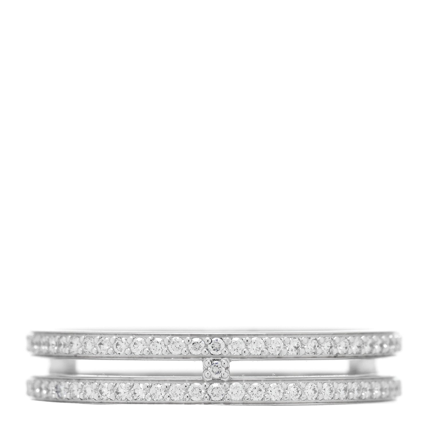 Hermes 18K White Gold Diamond Ariane Wedding Band Ring 53 6.5 1 of 5