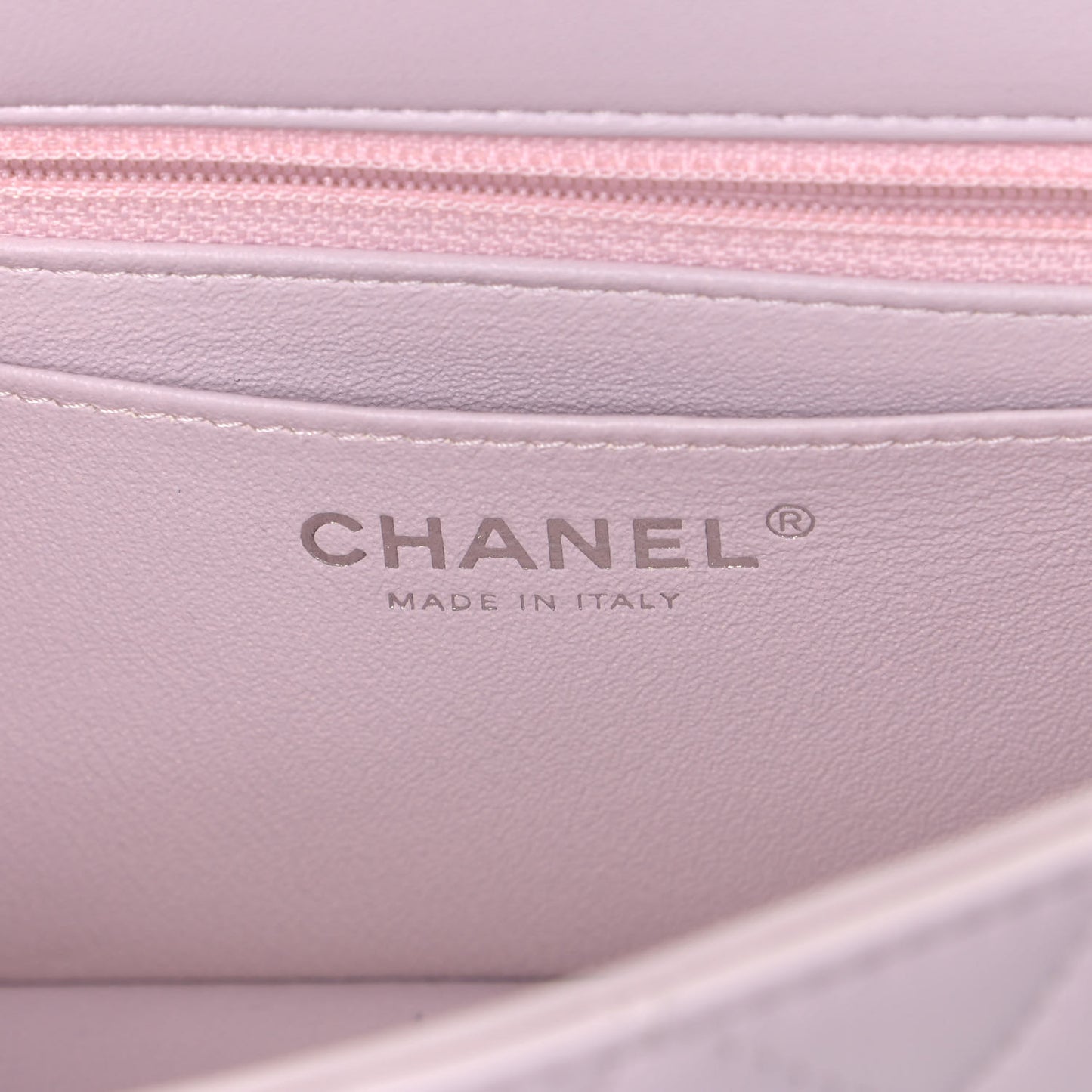 Lambskin Quilted Mini Rectangular Flap Light Purple
