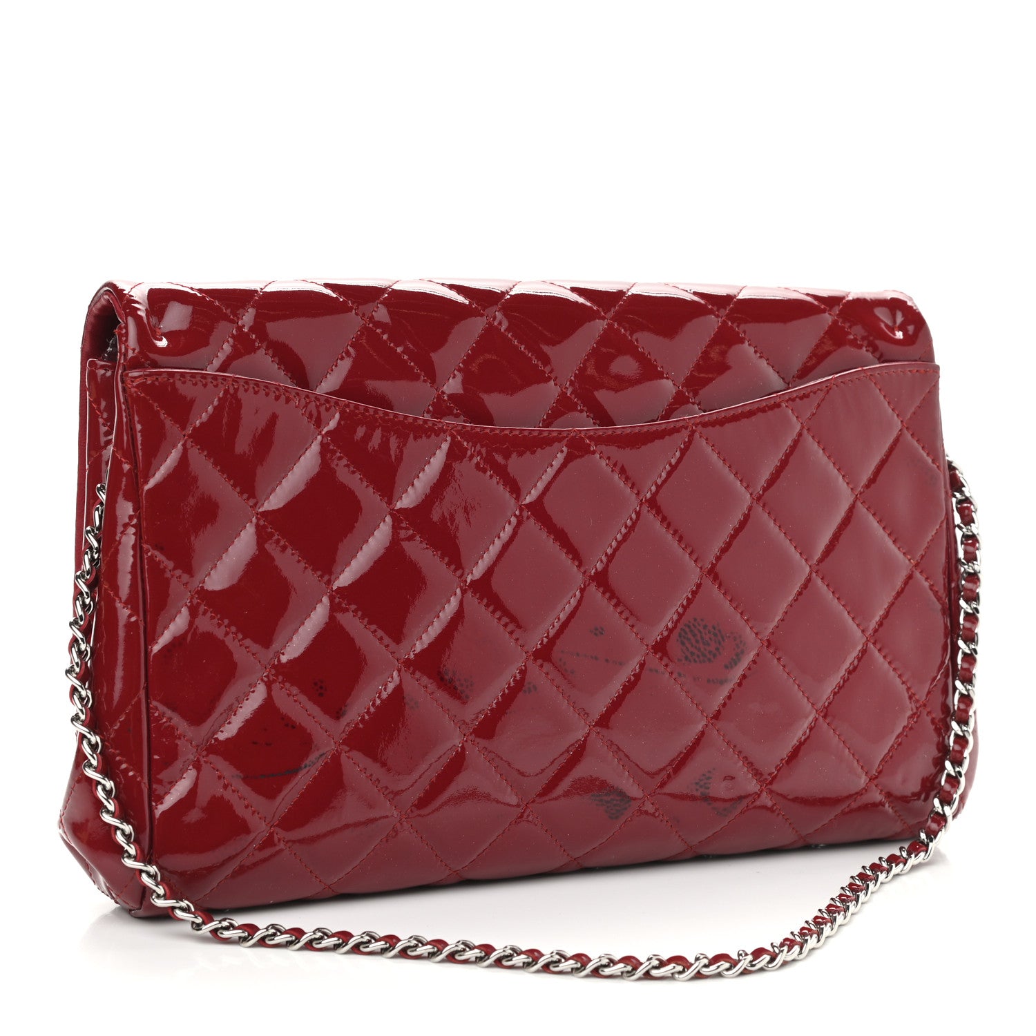 Chanel Patent Quilted Clutch With Chain Flap Red 2 of 11