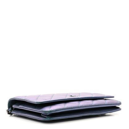 Chanel Iridescent Lambskin Quilted Wallet On Chain WOC Turquoise 4 of 12
