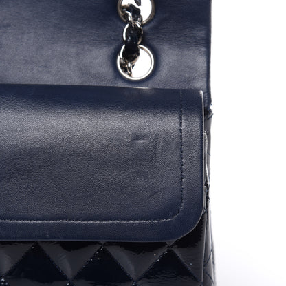 Chanel Patent Quilted Medium Double Flap Navy Blue 9 of 13