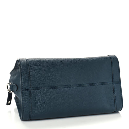 Alexander McQueen Pebbled Calfskin Small Skull Padlock Zip Around Tote Navy Blue 3 of 8