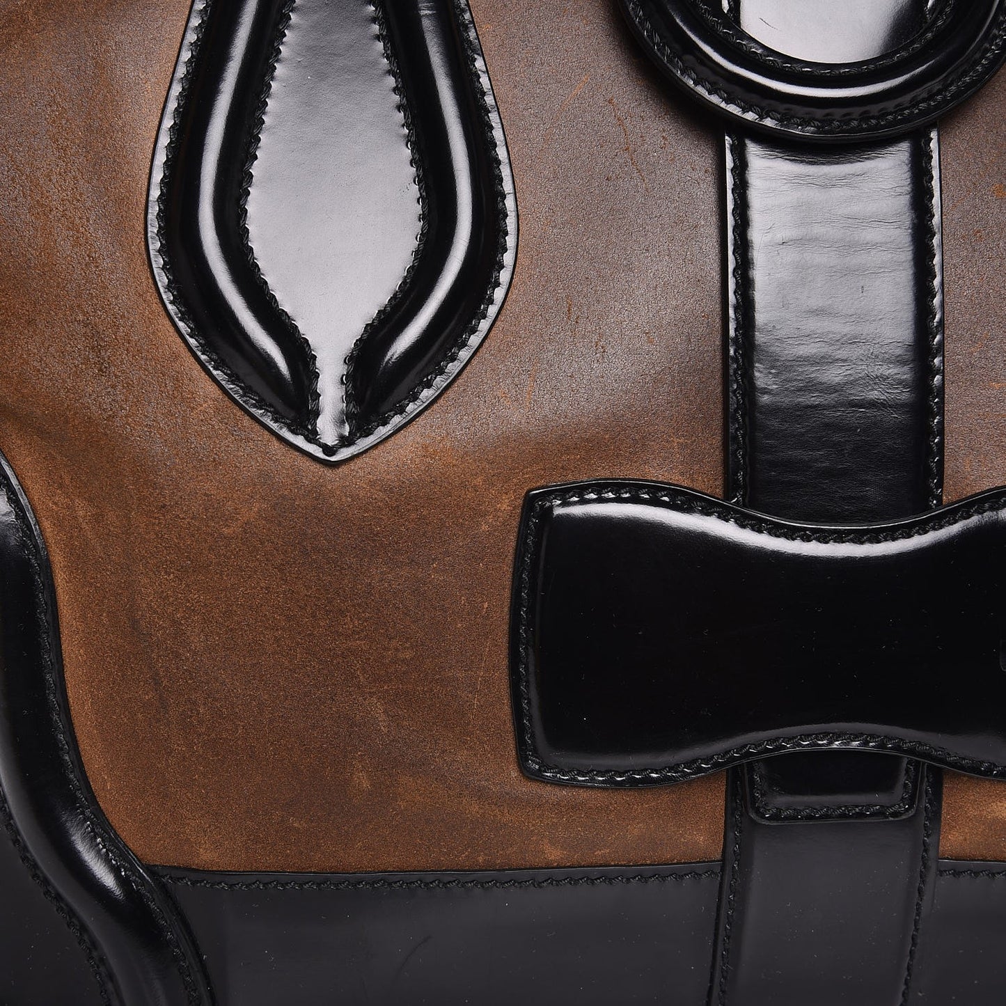 Calfskin Suede Frame Bag Brown Black