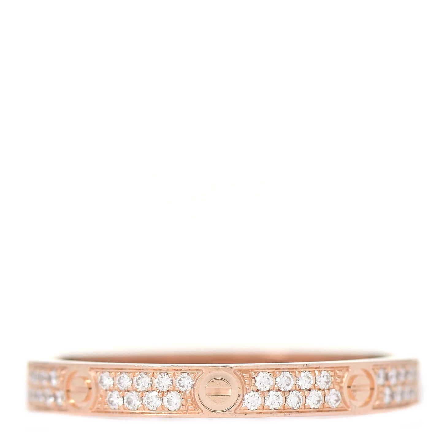 18K Pink Gold Diamond 2.6mm LOVE Paved Band Ring 54 6.75