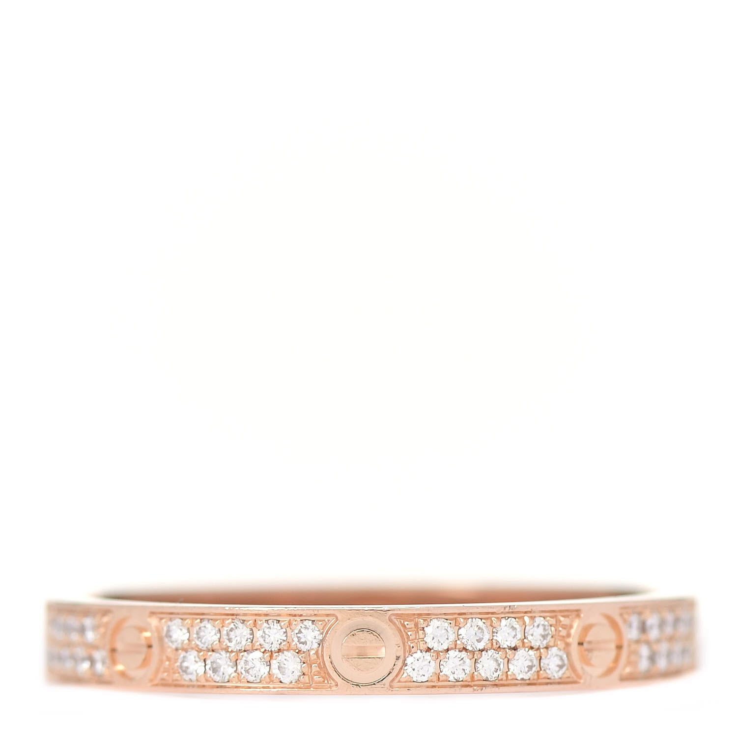 Cartier 18K Pink Gold Diamond 2.6mm LOVE Paved Band Ring 54 6.75 3 of 6