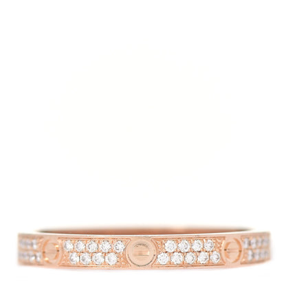 Cartier 18K Pink Gold Diamond 2.6mm LOVE Paved Band Ring 54 6.75 3 of 6