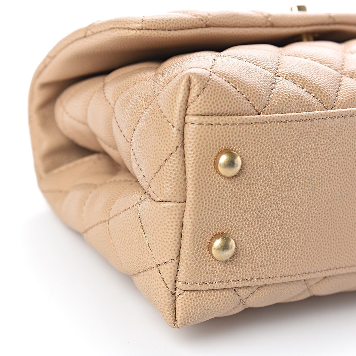 Caviar Lizard Embossed Quilted Mini Coco Handle Flap Beige