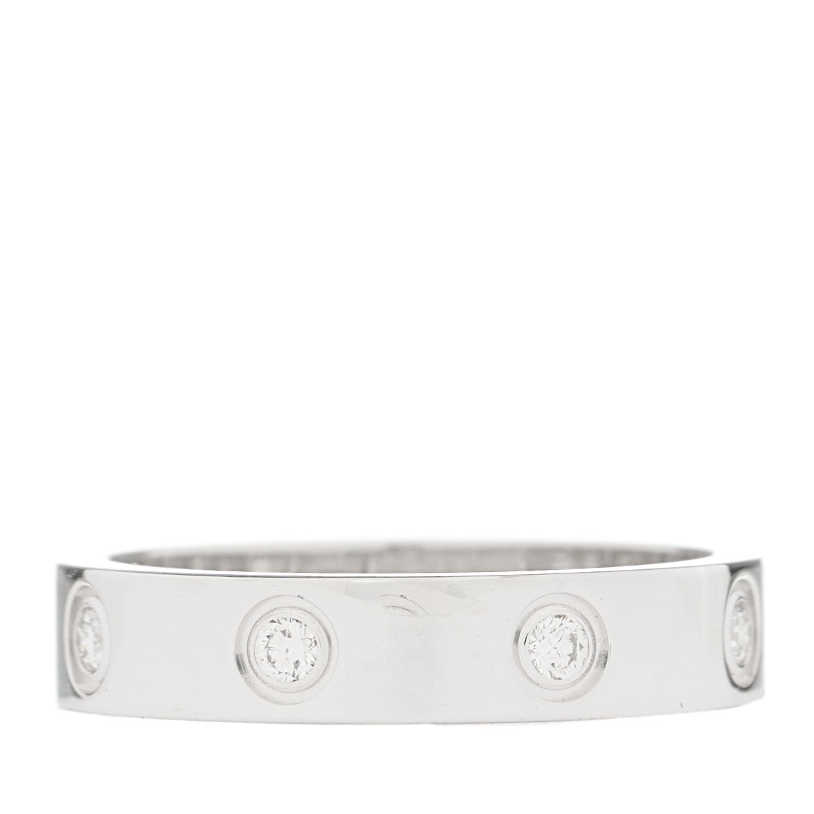 Cartier 18K White Gold 8 Diamond 4mm Wedding Band LOVE Ring 51 5.75 3 of 6