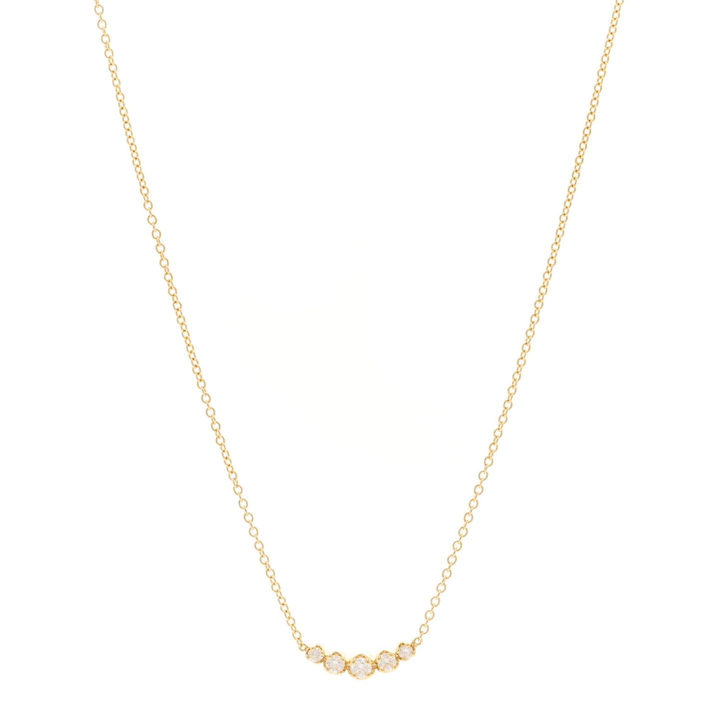 18K Yellow Gold Diamond 5 Illusion Set Pendant Necklace