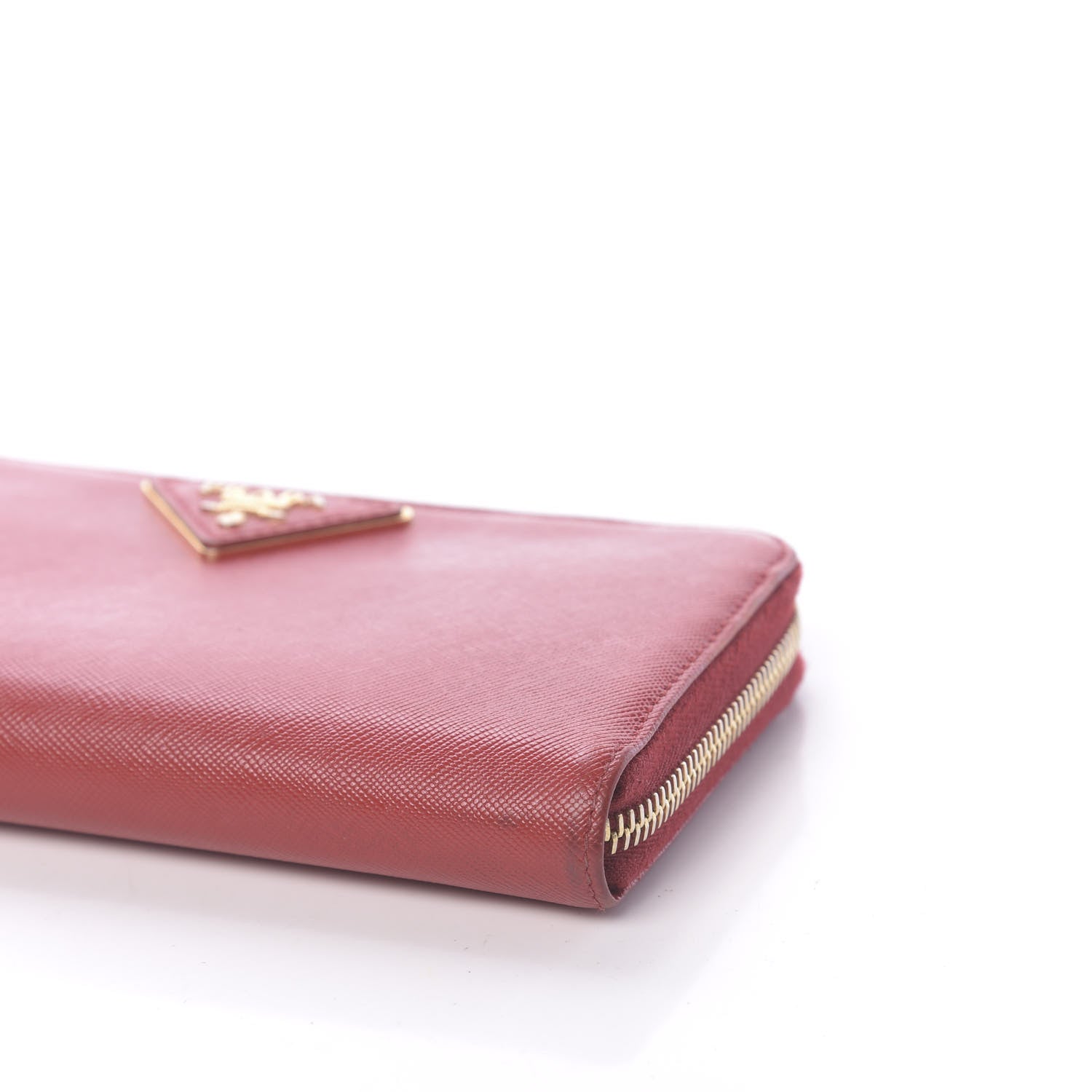 Prada Saffiano Triangle Zip Around Wallet Fuoco 9 of 10