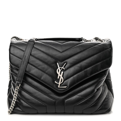 Saint Laurent Calfskin Y Quilted Monogram Medium Loulou Chain Satchel Black 1 of 12