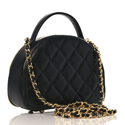 Chanel Lambskin Quilted Chic Riviera Top Handle Vanity Case Black 3 of 10
