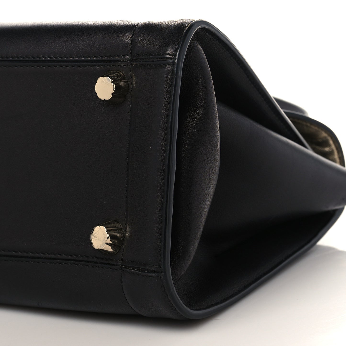 Calfskin Sofia Rainbow Top Handle Bag Black