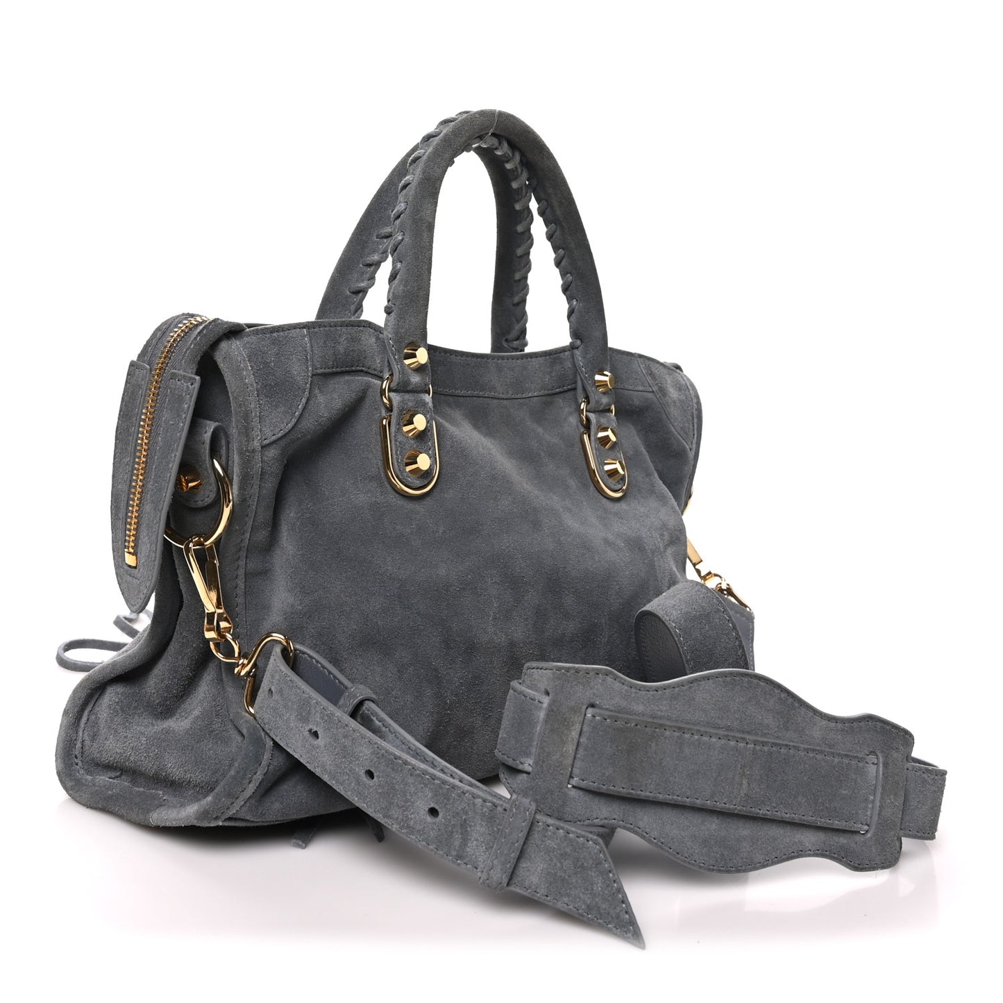 Baby Daim Suede Gold Metallic Edge Hardware S City Gris Plomb