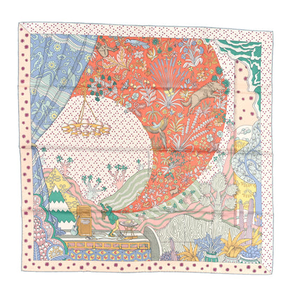 Hermes Silk Le Premier Chant Scarf 90 Abricot Ciel Vert 1 of 4