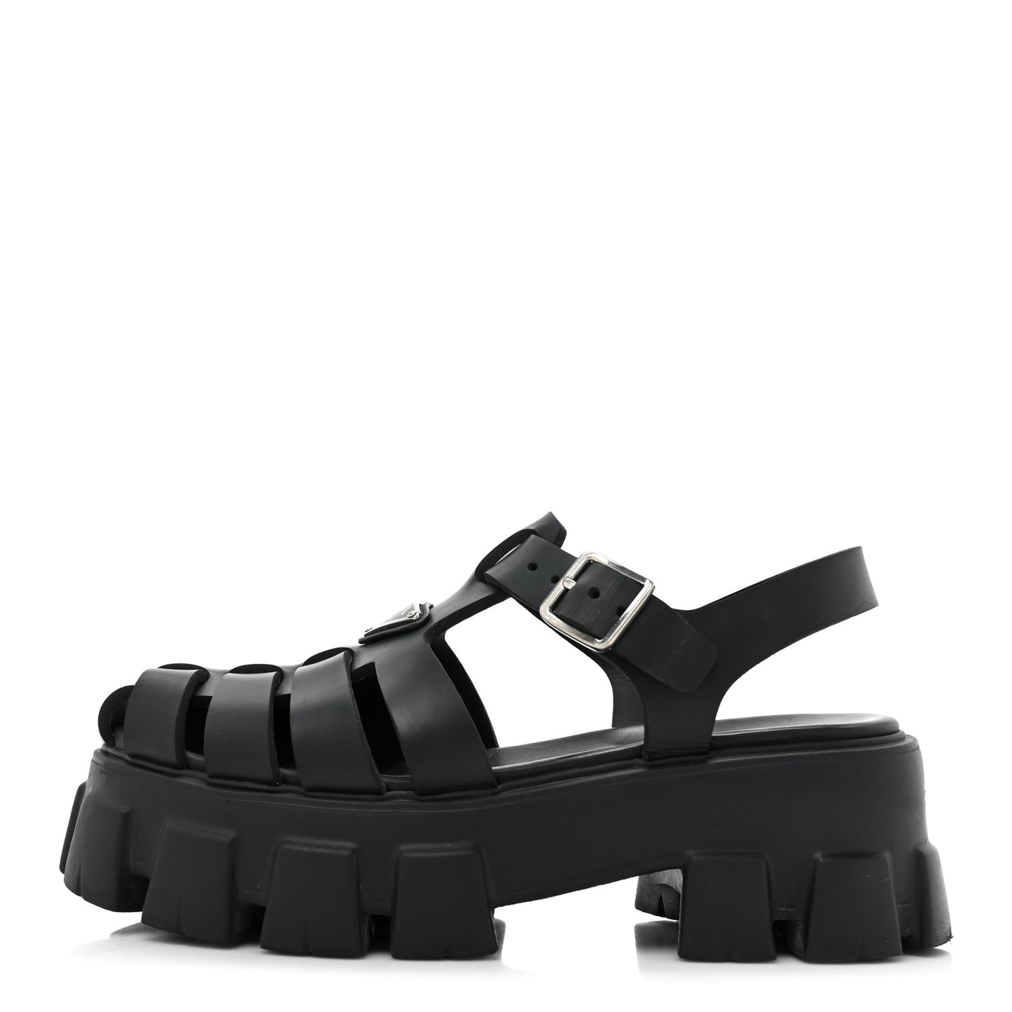 Foam Rubber Triangle Logo Monolith 55mm Cage Sandals 38 Black