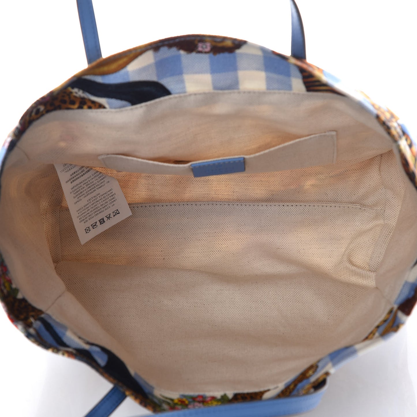 Canvas Kids Felines Vichy Print Tote Clear Sky Blue