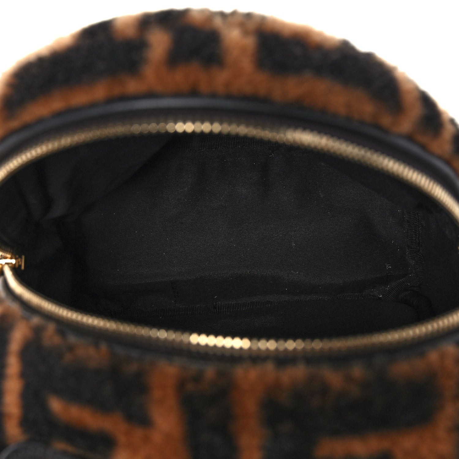 Fendi Shearling Macro FF 1974 Mini Backpack Tobacco Black 5 of 11