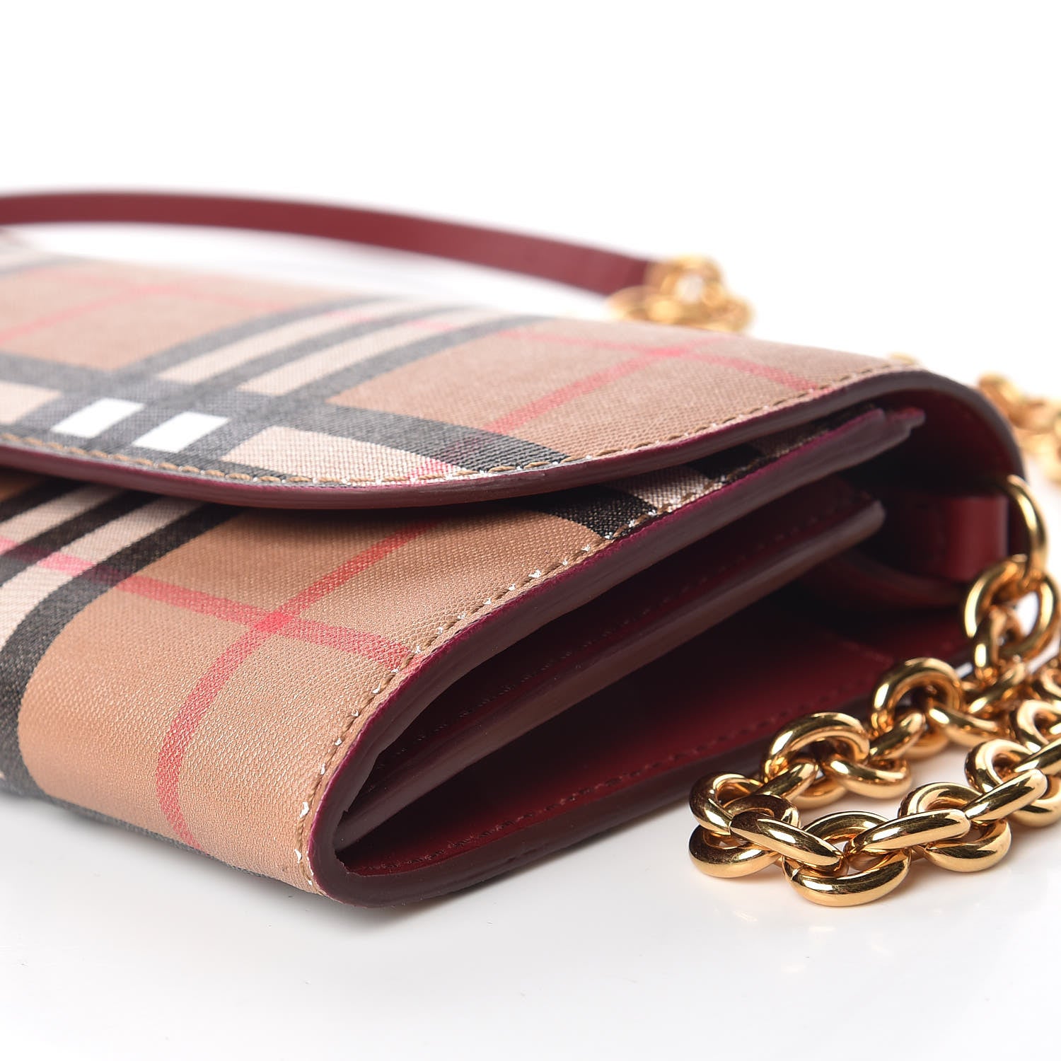 Burberry Vintage Check Henley Wallet On Chain Crimson 15 of 15