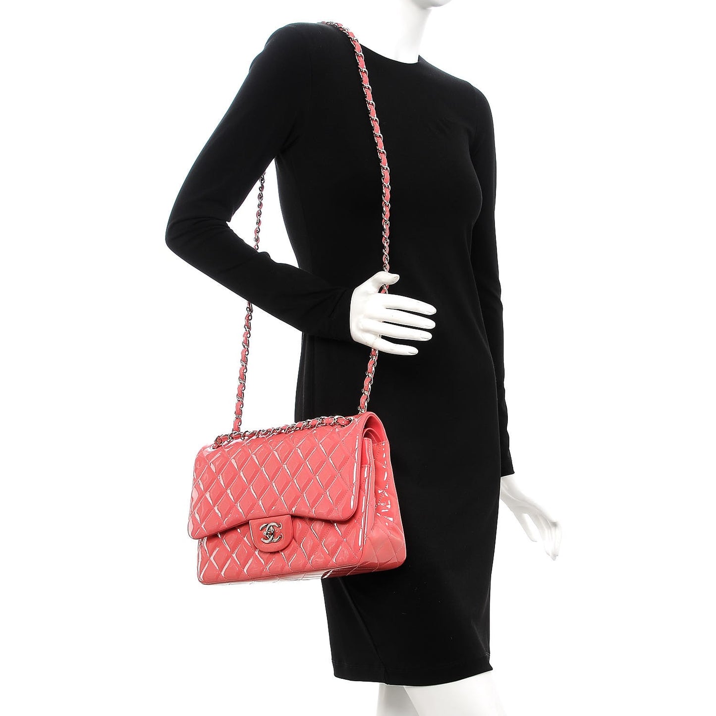 Patent Quilted Jumbo Double Flap Pink