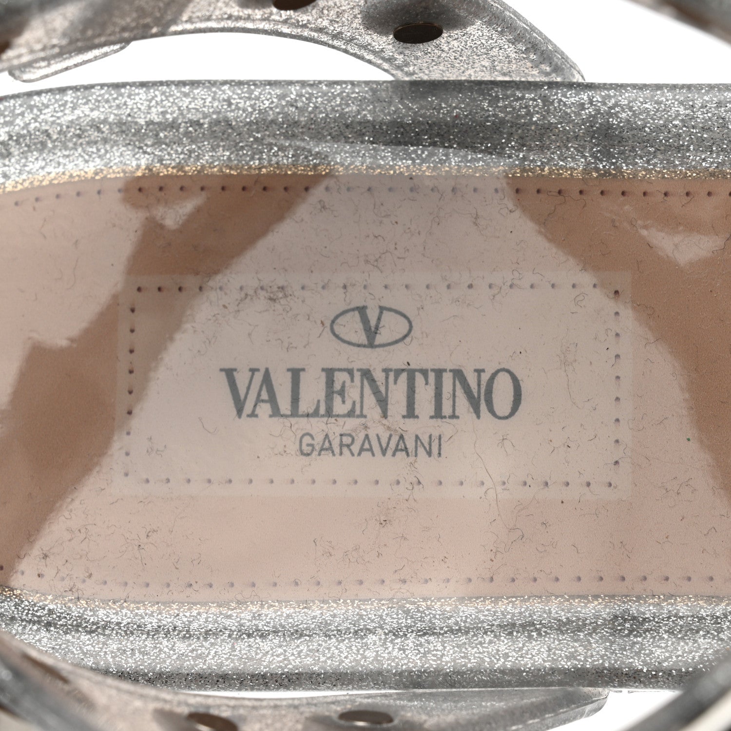 Valentino Garavani PVC Jelly Glitter Rockstud Caged Sandals 38 SIlver 7 of 8